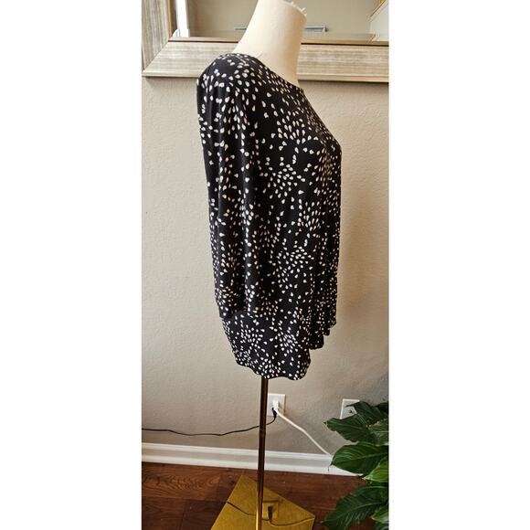 J. Jill 3/4 Sleeve Stretch Floral Jersey‎ Knit Pullover Top Women Size M Black - Picture 5 of 7